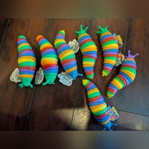 Rainbow Fidget Slug Toy Anti Stress Sensory Articulated Anxiety Relief Kids Lot